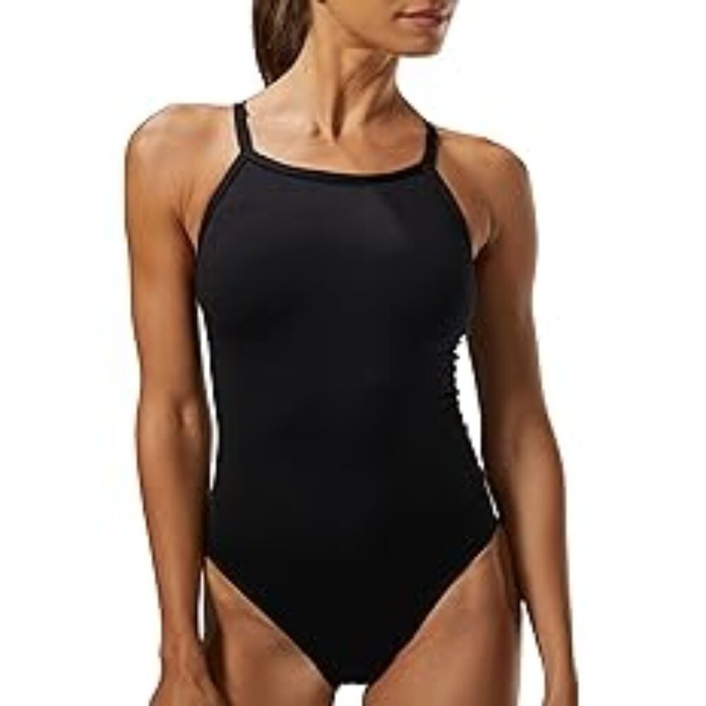 TYR Women's Standard Tyreco Solid Diamondback One Piece Swimsuit Black sz 32/8